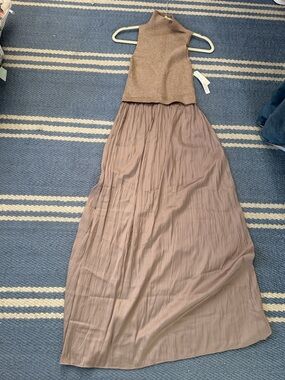 Anthropologie Taupe Maxi Dress with Ribbed Bodice twofer xs